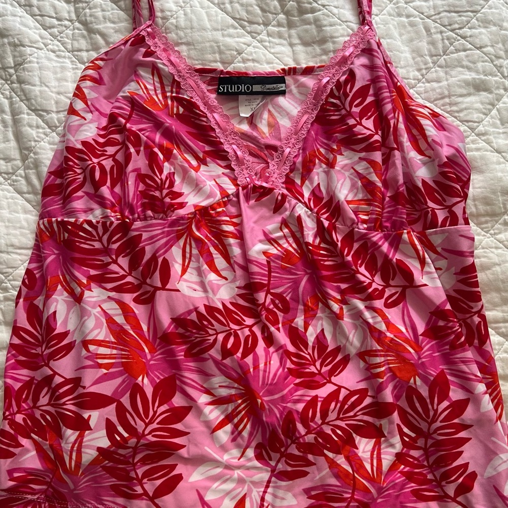 Pink and Red Floral Tank Top